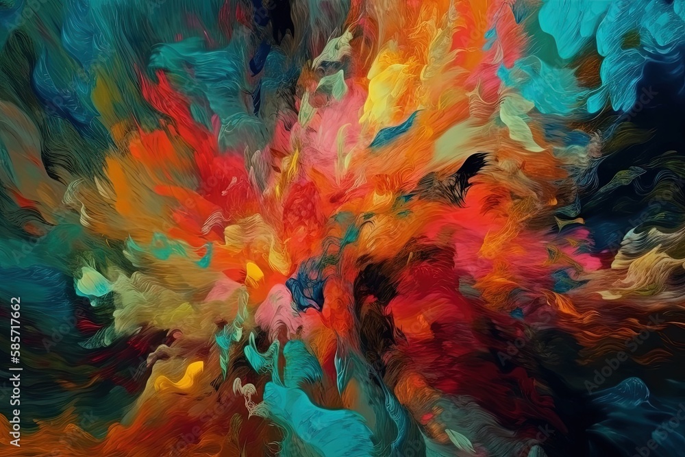 vibrant and abstract painting filled with color and movement. Generative AI