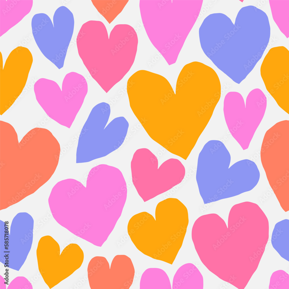 Cute cutout hearts pattern. Vector romantic texture with hearts. Love, heart - modern background