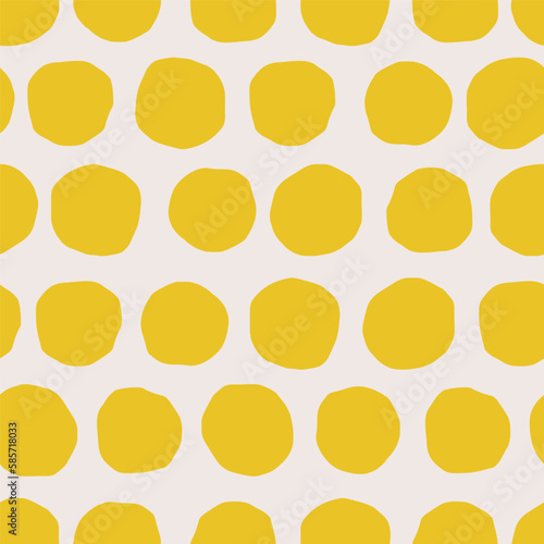 Vector seamless pattern with cutout circles. Hand drawn polka dot texture. Dotted background in retro style