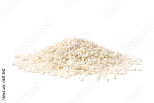 Canvas Print Organic glutinous rice or sticky rice isolated on white background