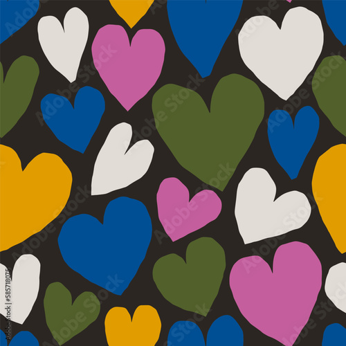 Cute cutout hearts pattern. Vector romantic texture with hearts. Love, heart - modern background