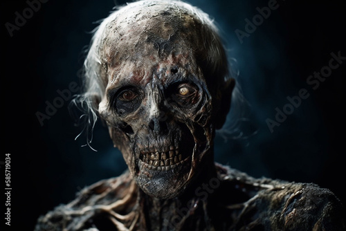 zombie or half rotten undead ghost, created by a neural network, Generative AI technology photo