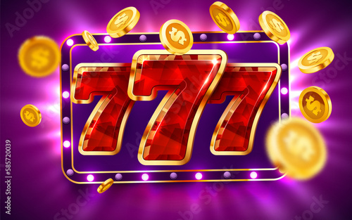 Slot machine wins the jackpot. 777 Big win concept. Casino jackpot. Vector illustration