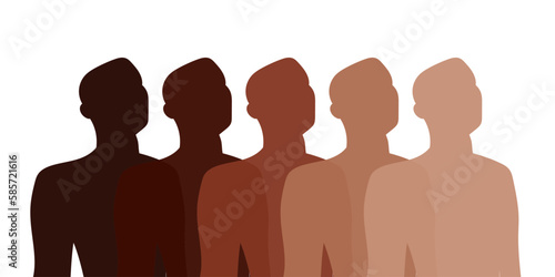 Afro American men silhouettes profile in row