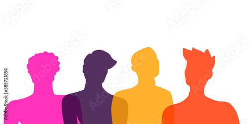 Men silhouettes profile in colorful colors