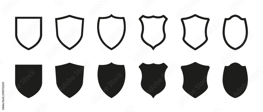 Shield icons vector set. Different shields collection. Security sumbol. Design elements for concept of safety and protection. Vector illustration. Shield icons vector set. Different shields collection. Security sumbol. Design elements for concept of safety and protection. Vector illustration.