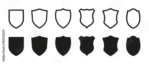 Shield icons vector set. Different shields collection. Security sumbol.  Design elements for concept of safety and protection. Vector illustration.