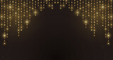 Background with gold sequins. Backdrop with a curtain of glowing garlands, presentation stage, template for premium banners, business and posters, billboards, holidays, awards and websites