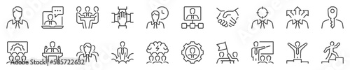 Business people and corporate management thin line icon set 1 of 2. Symbol collection in transparent background. Editable vector stroke. 512x512 Pixel Perfect.