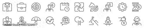 Business people and corporate management thin line icon set 2 of 2. Symbol collection in transparent background. Editable vector stroke. 512x512 Pixel Perfect.