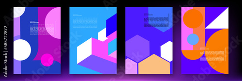 Background poster template with geometric shapes vector
