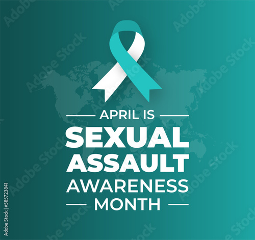 Sexual assault awareness month background or banner design template with ribbon. Vector illustration.