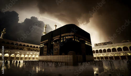 Beautiful Kaba Sharif,   a storm, makka,   madina,  muslim, ramdan,   generative AI photo