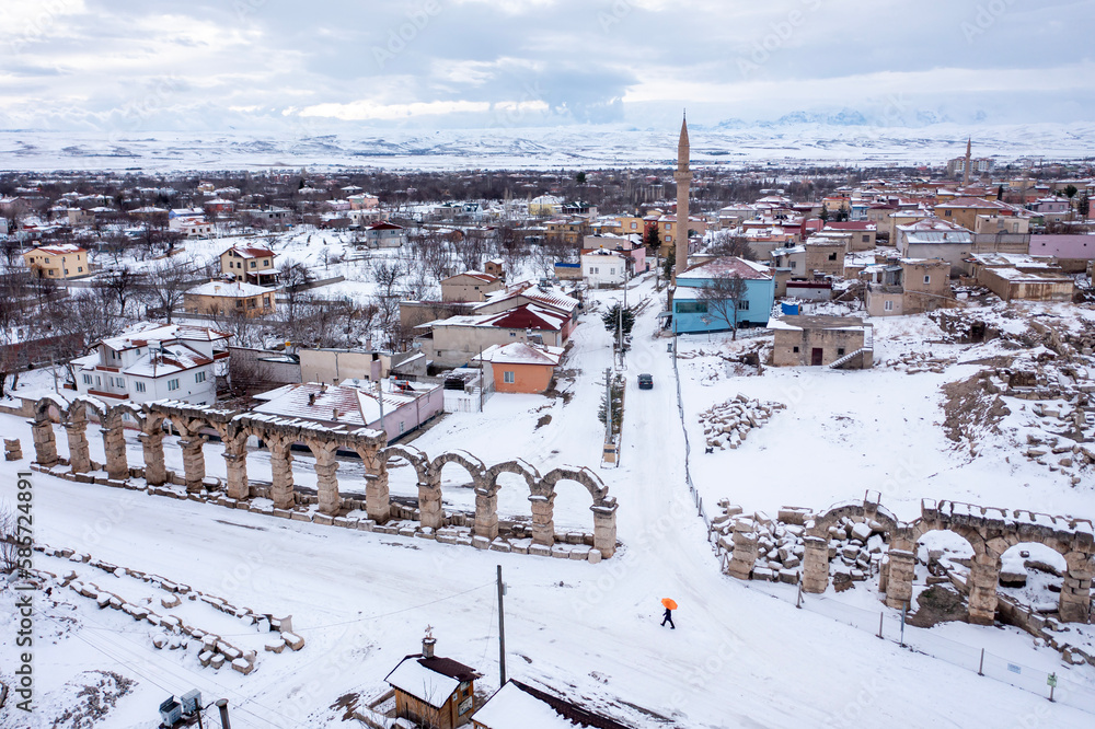 Roman aqueduct in Kemerhisar, ancient Tyana. Kemerhisar, Bor, Nigde, Turkey.