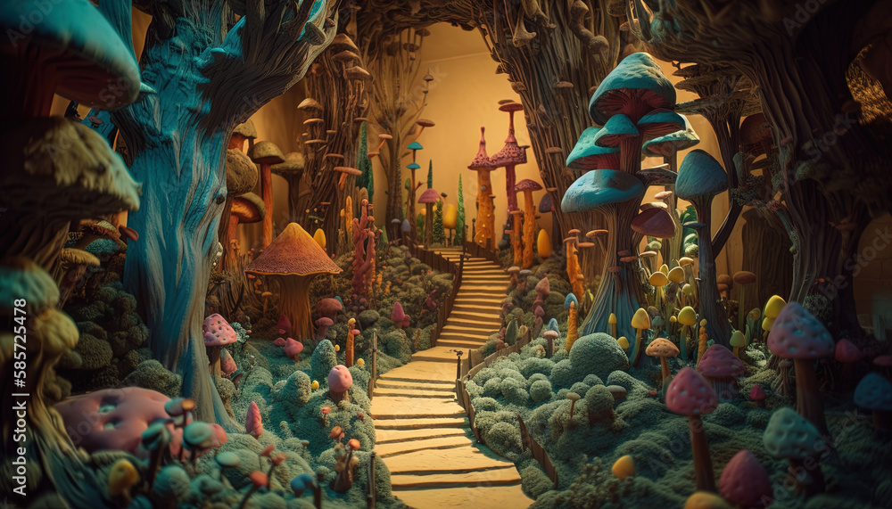 Fantasy Forest 3D design in a vibrant color palette