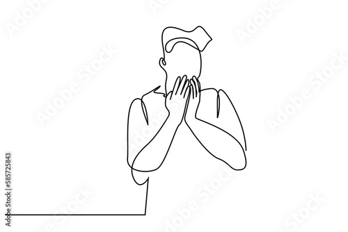 one man very surprised he is ashamed he is shocked he reacts