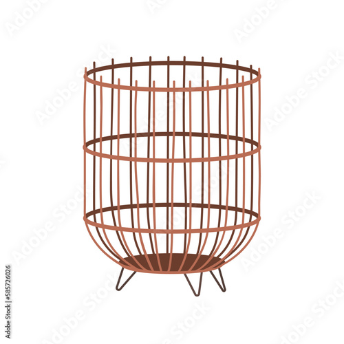 Rattan basket, trendy home interior storage, basketwork. Empty basketry, natu...