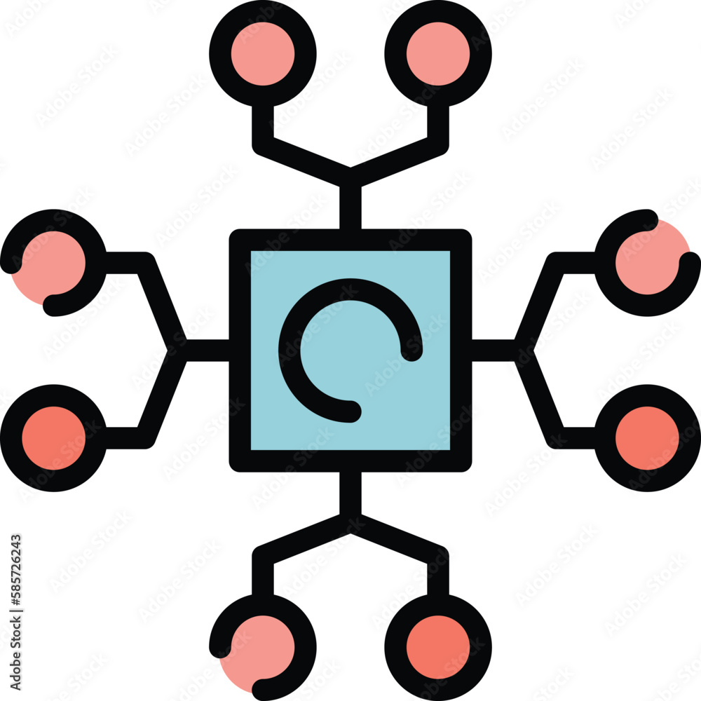 Digital blockchain icon. Outline Digital blockchain vector icon for web design isolated on white background color flat Digital blockchain icon. Outline Digital blockchain vector icon for web design isolated on white background color flat