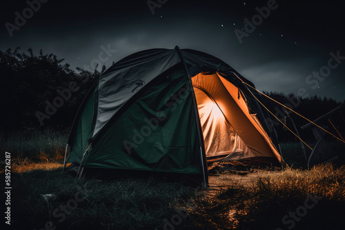 camping tent, tourism, nature, ai generative