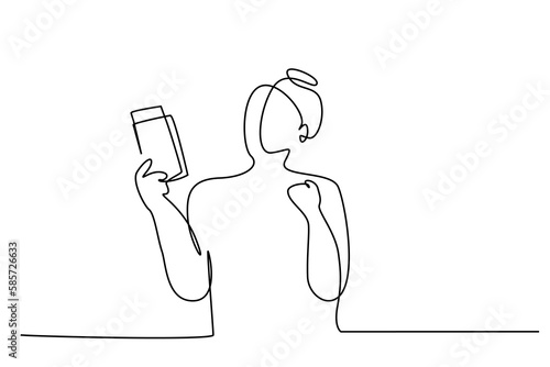 young woman happy holding passport ticket documents rejoices