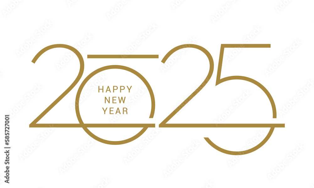 2025, Happy New Year 2025, Design template with typography logo 2025