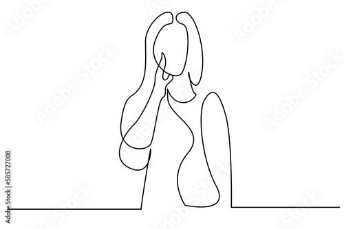one woman secretly gossiping silent talking giving information showing line minimal art