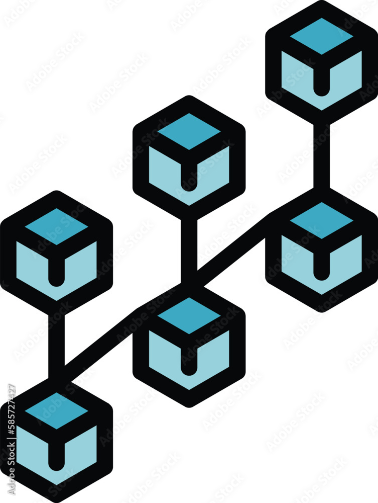 Blocks chain network icon. Outline Blocks chain network vector icon for web design isolated on white background color flat Blocks chain network icon. Outline Blocks chain network vector icon for web design isolated on white background color flat