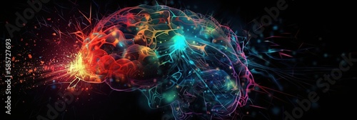 Brain trauma or stress concepts. Generative AI illustration.