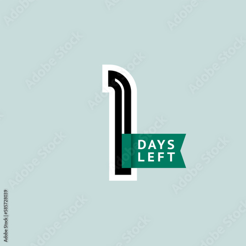 Number 1, countdown left days, the counter of days the start of the event, one day go sale price offer promo deal timer