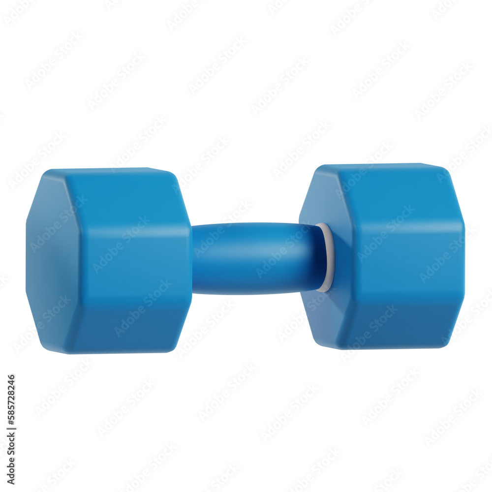 dumbbell 3d icon, gym equipment on isolated white background dumbbell 3d icon, gym equipment on isolated white background