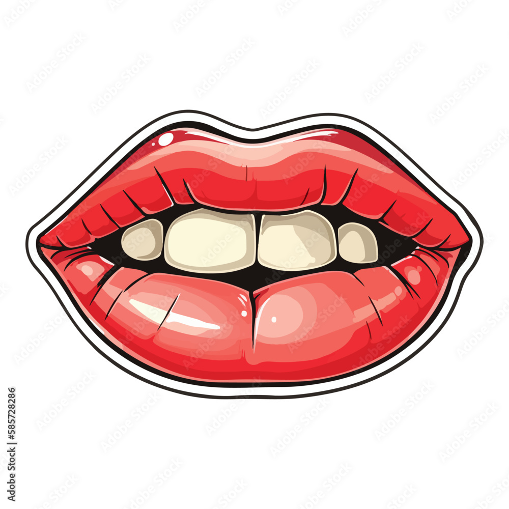Lips With Lipstick Flat Icon Isolated On White Background Lips With Lipstick Flat Icon Isolated On White Background