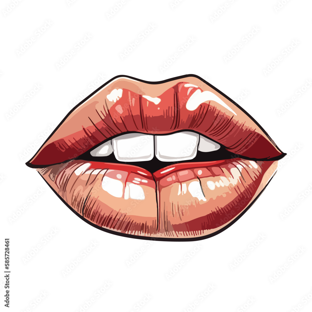 Open Mouth With Lipstick Flat Icon Isolated On White Background Open Mouth With Lipstick Flat Icon Isolated On White Background