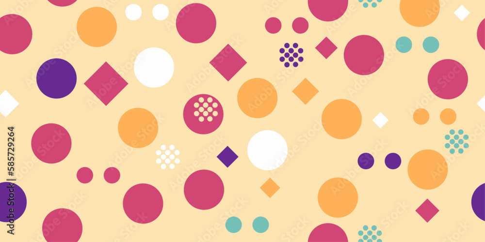 Circles and rhombuses in a random arrangement. For print and interior design, wallpaper, textiles, notebooks, pillows.