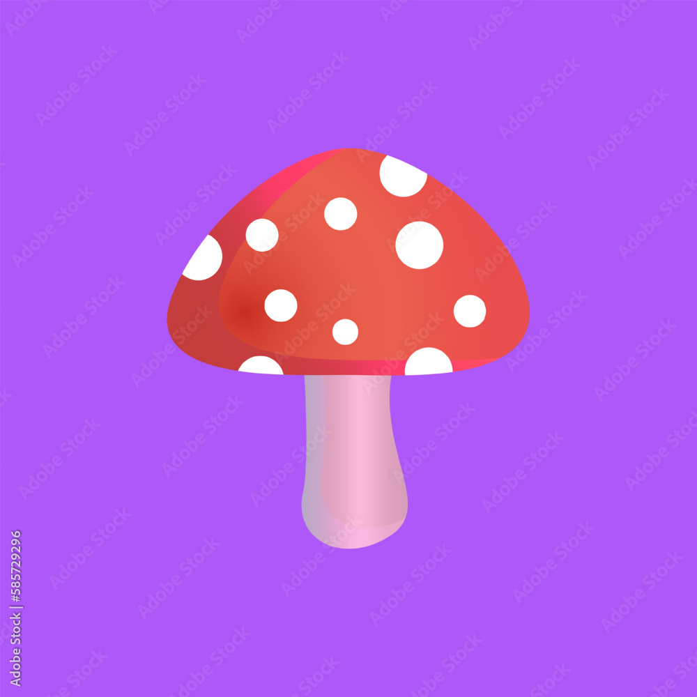Red mushroom illustration design with simple and modern style