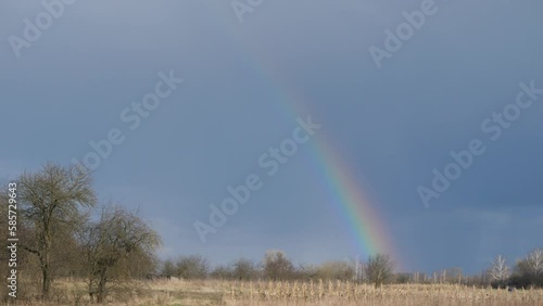 The rainbow is a beautiful natural phenomenon. 
The image of a rainbow is never stable. Its dynamism is associated with the movement of rain masses and their location relative to the Sun and the obser photo