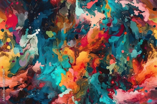 an abstract painting with vibrant colors and bold brushstrokes. Generative AI