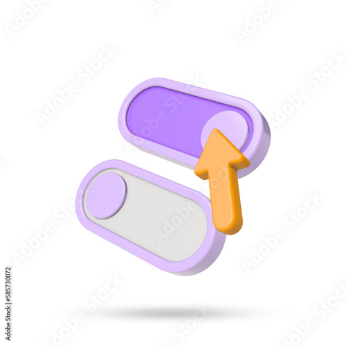 3D rendered solid slide switch icon on a white background