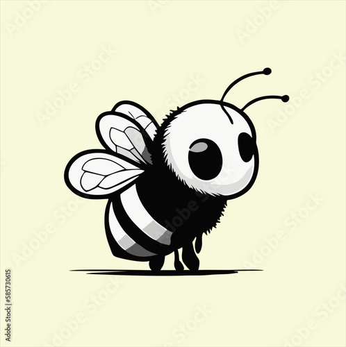 Bee cute animal design, illustration, vector on black, pink background.