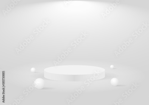 Abstract white, circle empty podium, pedestal scene for product display, vector illustration. © Oakkharaphon Prasan