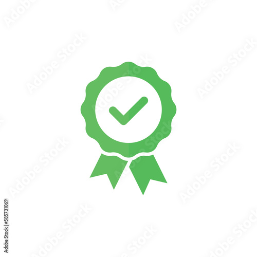 Certifiate green vector flat icon with tick
