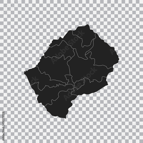 Political map of the Lesotho isolated on transparent background. Vector.