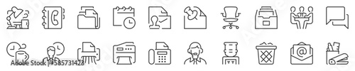 Office thin line icon set. Symbol collection in transparent background. Editable vector stroke. 512x512 Pixel Perfect.