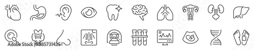 Hospital and medical care thin line icon set 2 of 3. Symbol collection in transparent background. Editable vector stroke. 512x512 Pixel Perfect.