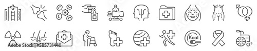 Hospital and medical care thin line icon set 3
 of 3. Symbol collection in transparent background. Editable vector stroke. 512x512 Pixel Perfect.