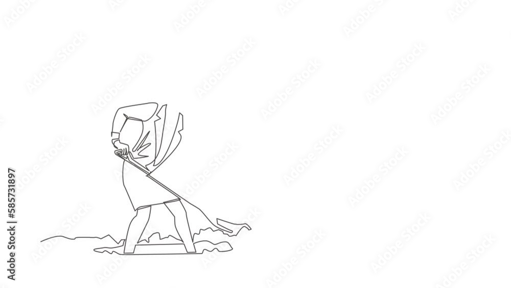 Animated self drawing of continuous line draw businesswoman wipes sweat on her forehead while digging hole. Worker never give up to finish her job. Work hard concept. Full length single line animation Animated self drawing of continuous line draw businesswoman wipes sweat on her forehead while digging hole. Worker never give up to finish her job. Work hard concept. Full length single line animation