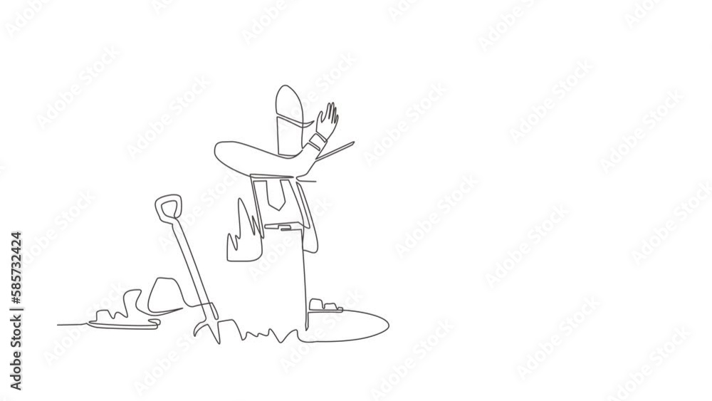 Animated self drawing of continuous line draw man hunter seeker hold chest find treasure in ground. Excited businessman with gem artefact. Treasure gold hunting. Full length single line animation Animated self drawing of continuous line draw man hunter seeker hold chest find treasure in ground. Excited businessman with gem artefact. Treasure gold hunting. Full length single line animation