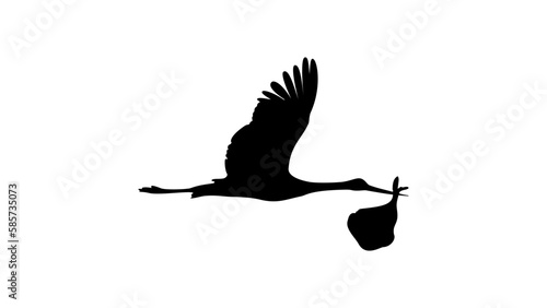 Stork carrying a baby, silhouette