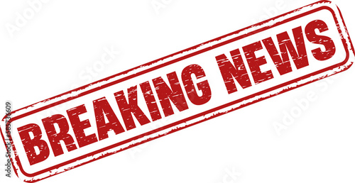 Breaking news red square grunge stamp