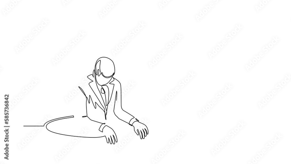 Animated self drawing of continuous line draw businessman trying to get out of from hole, metaphor to facing big problem. Business struggles. Strength for success. Full length single line animation Animated self drawing of continuous line draw businessman trying to get out of from hole, metaphor to facing big problem. Business struggles. Strength for success. Full length single line animation