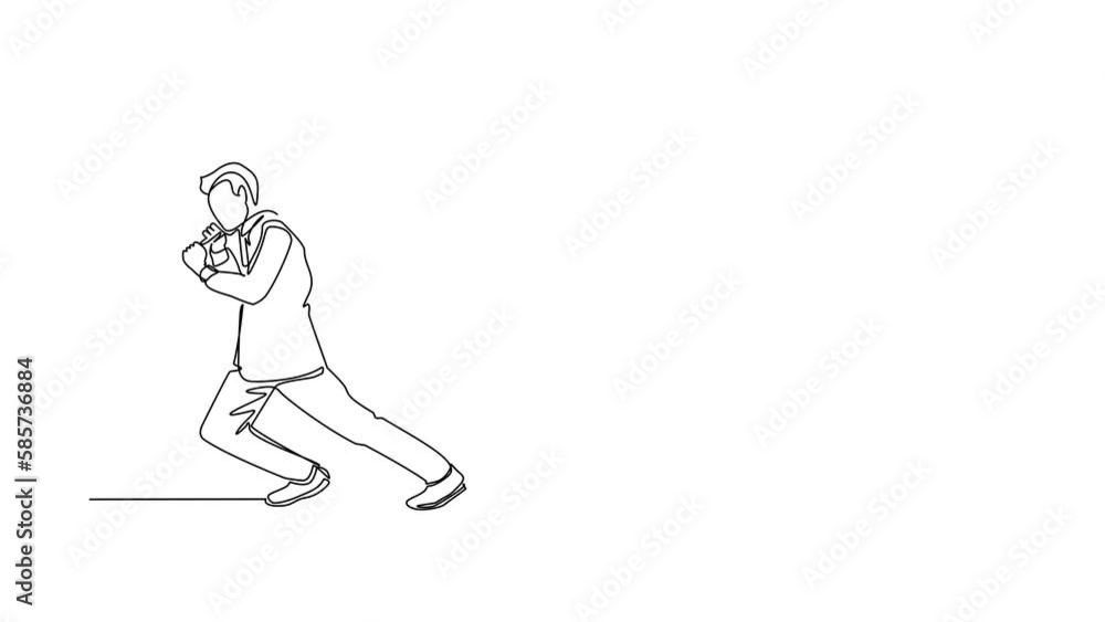 Animated self drawing of continuous line draw businessman trying hard pulling rope to drag something from hole, metaphor to facing big problem. Business struggles. Full length one line animation Animated self drawing of continuous line draw businessman trying hard pulling rope to drag something from hole, metaphor to facing big problem. Business struggles. Full length one line animation
